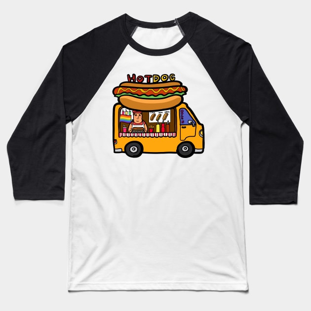 Street food truck, gay rainbow selling take away hot dog. Baseball T-Shirt by Nalidsa